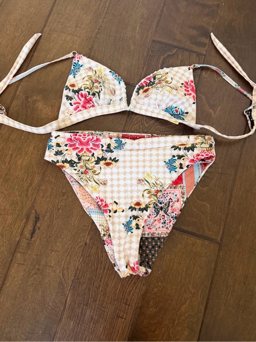 RARE Agua Bendita Thea Alanya Vintage Floral Patchwork Bikini Set